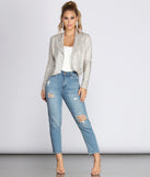 Pass The Champagne Glitter Knit Moto Jacket helps create the best summer outfit for a look that slays at any event or occasion!
