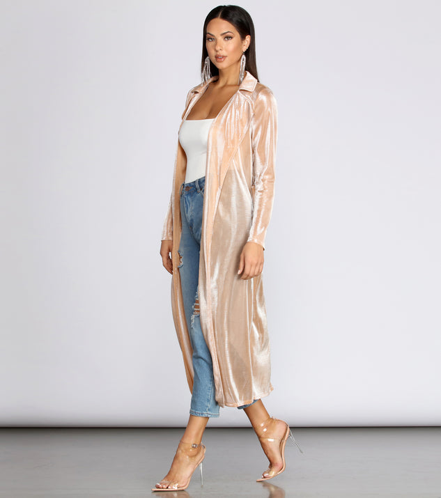 My Time To Shine Long Glitter Trench Coat Windsor