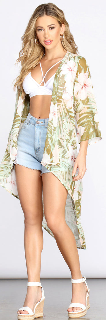 Tropical Vibes Chiffon Kimono helps create the best summer outfit for a look that slays at any event or occasion!