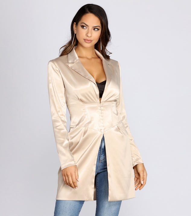 Ever So Chic Satin Trench helps create the best summer outfit for a look that slays at any event or occasion!