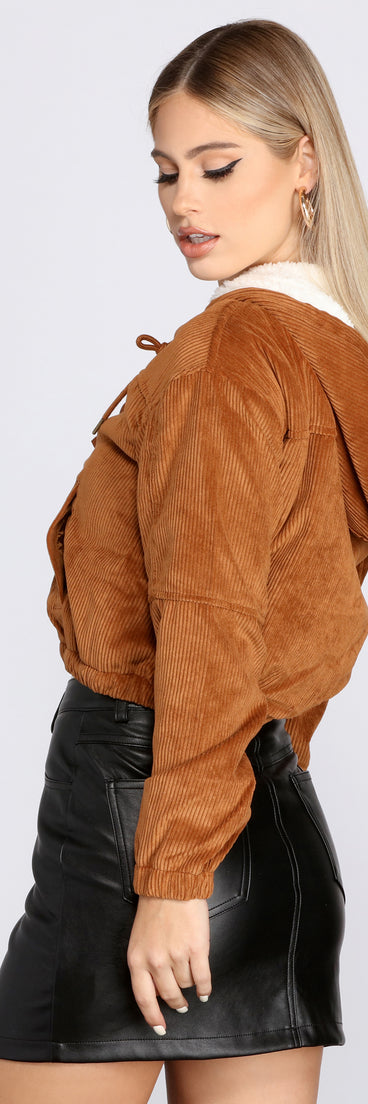 Sherpa Lined Corduroy Bomber Jacket