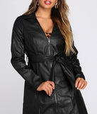 Faux Leather Belted Trench helps create the best summer outfit for a look that slays at any event or occasion!