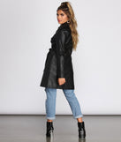 Faux Leather Belted Trench for 2023 festival outfits, festival dress, outfits for raves, concert outfits, and/or club outfits