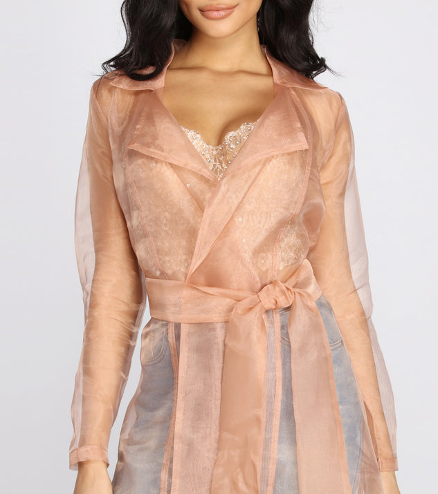 Sheer Luminosity Organza Trench Coat