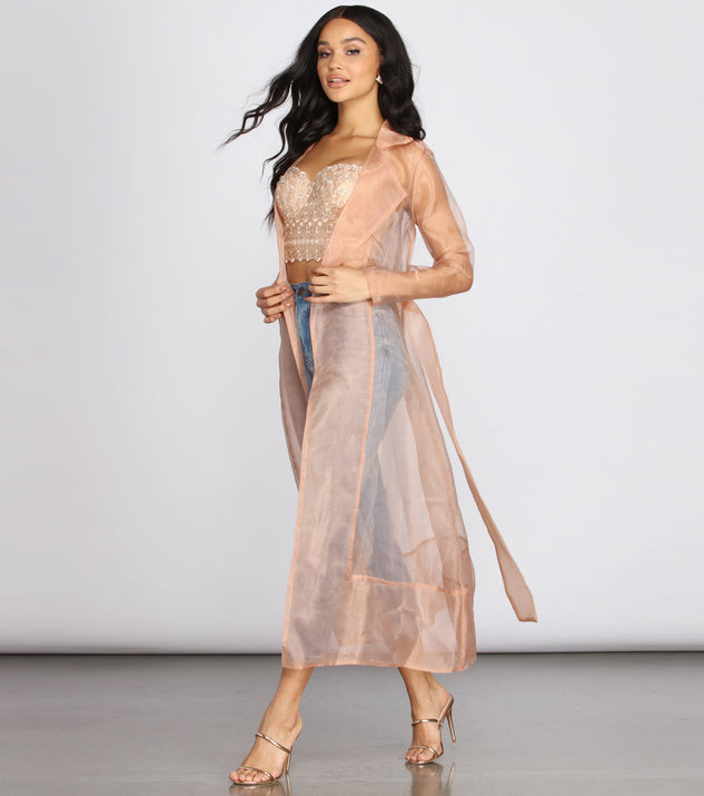 Sheer Luminosity Organza Trench Coat