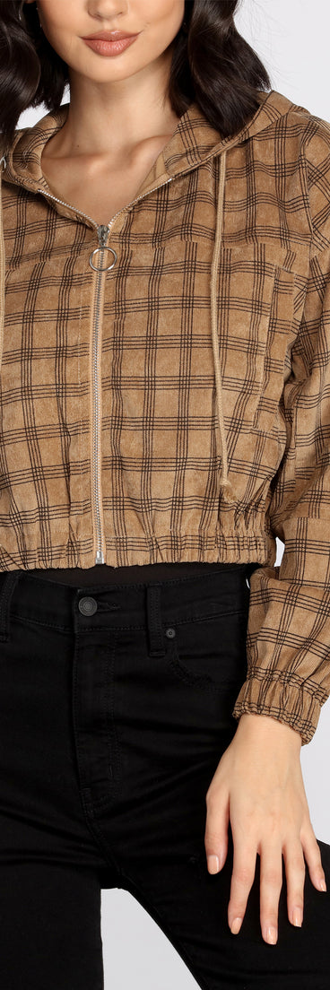 Plaid Corduroy Bomber Jacket helps create the best summer outfit for a look that slays at any event or occasion!