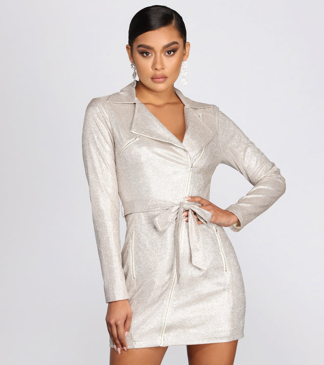 Dazzling Doll Glitter Trench Dress provides gorgeous formal dress style to feel beautiful for Homecoming 2023, Bridesmaids, Wedding Guests, Winter Formal Dance, Military Balls, and Prom.