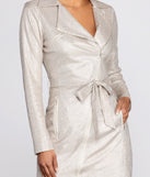 Dazzling Doll Glitter Trench Dress provides gorgeous formal dress style to feel beautiful for Homecoming 2023, Bridesmaids, Wedding Guests, Winter Formal Dance, Military Balls, and Prom.