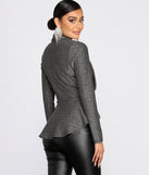 All Glam Glitter Peplum Blazer helps create the best summer outfit for a look that slays at any event or occasion!