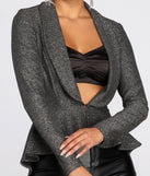 All Glam Glitter Peplum Blazer helps create the best summer outfit for a look that slays at any event or occasion!