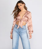 Dress up in Satin Floral Tie Front Top as your going-out dress for holiday parties, an outfit for NYE, party dress for a girls’ night out, or a going-out outfit for any seasonal event!