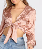 With fun and flirty details, Satin Floral Tie Front Top shows off your unique style for a trendy outfit for the summer season!