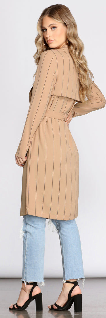 Stripe A Pose Trench helps create the best summer outfit for a look that slays at any event or occasion!