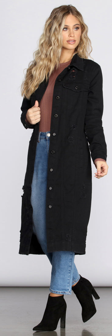 Fray Days Long Dark Denim Jacket helps create the best summer outfit for a look that slays at any event or occasion!