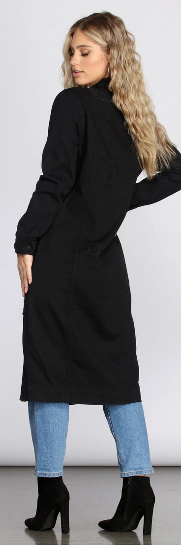 Fray Days Long Dark Denim Jacket helps create the best summer outfit for a look that slays at any event or occasion!