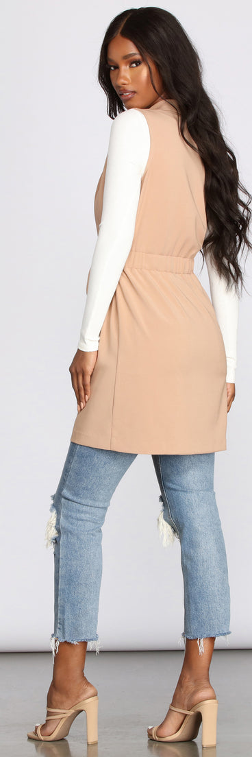 Belted and Poised Trench Vest for 2023 festival outfits, festival dress, outfits for raves, concert outfits, and/or club outfits