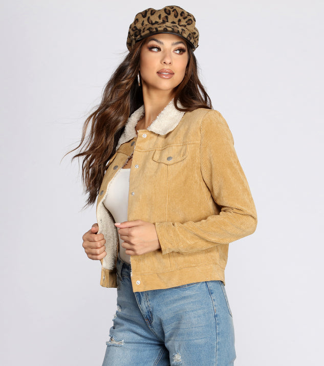 Corduroy Faux Fur Trucker Jacket helps create the best summer outfit for a look that slays at any event or occasion!
