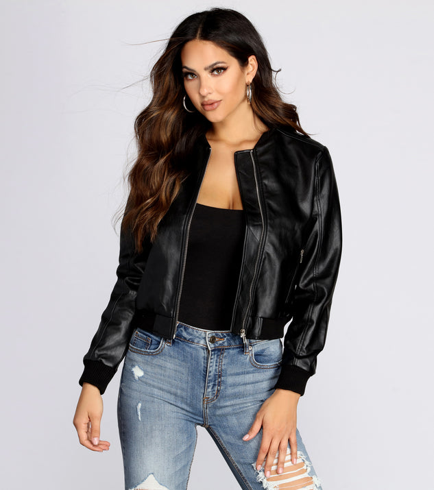 Faux Leather Bomber Jacket helps create the best summer outfit for a look that slays at any event or occasion!