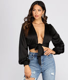 With fun and flirty details, Chic Satin Tie Front Top shows off your unique style for a trendy outfit for the summer season!