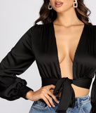 With fun and flirty details, Chic Satin Tie Front Top shows off your unique style for a trendy outfit for the summer season!