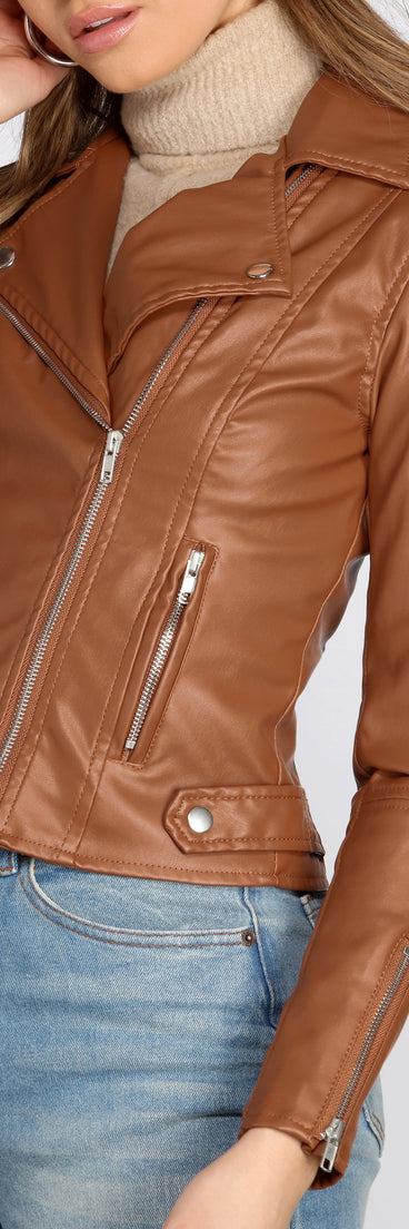 Kick It Up A Notch Faux Leather Moto Jacket helps create the best summer outfit for a look that slays at any event or occasion!