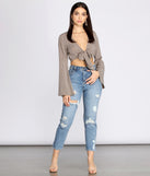 Meow Or Never Tie Front Top is a trendy pick to create 2023 festival outfits, festival dresses, outfits for concerts or raves, and complete your best party outfits!