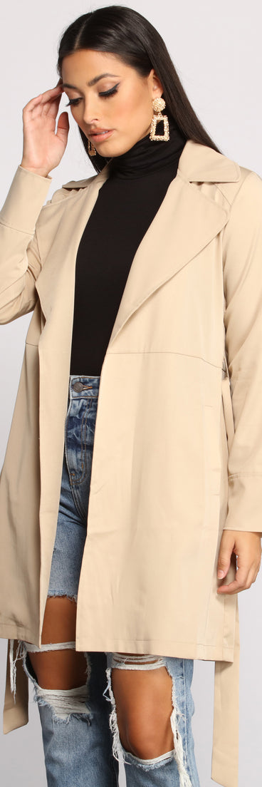 A Chic Moment Tie Front Trench Coat helps create the best summer outfit for a look that slays at any event or occasion!