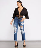 With fun and flirty details, Effortless Vibes Lace Detail Tie Front Top shows off your unique style for a trendy outfit for the summer season!