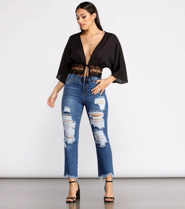 Effortless Vibes Lace Detail Tie Front Top & Windsor