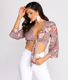 With fun and flirty details, Floral Kimono Sleeve Tie Front Top shows off your unique style for a trendy outfit for the summer season!