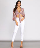 With fun and flirty details, Floral Kimono Sleeve Tie Front Top shows off your unique style for a trendy outfit for the summer season!
