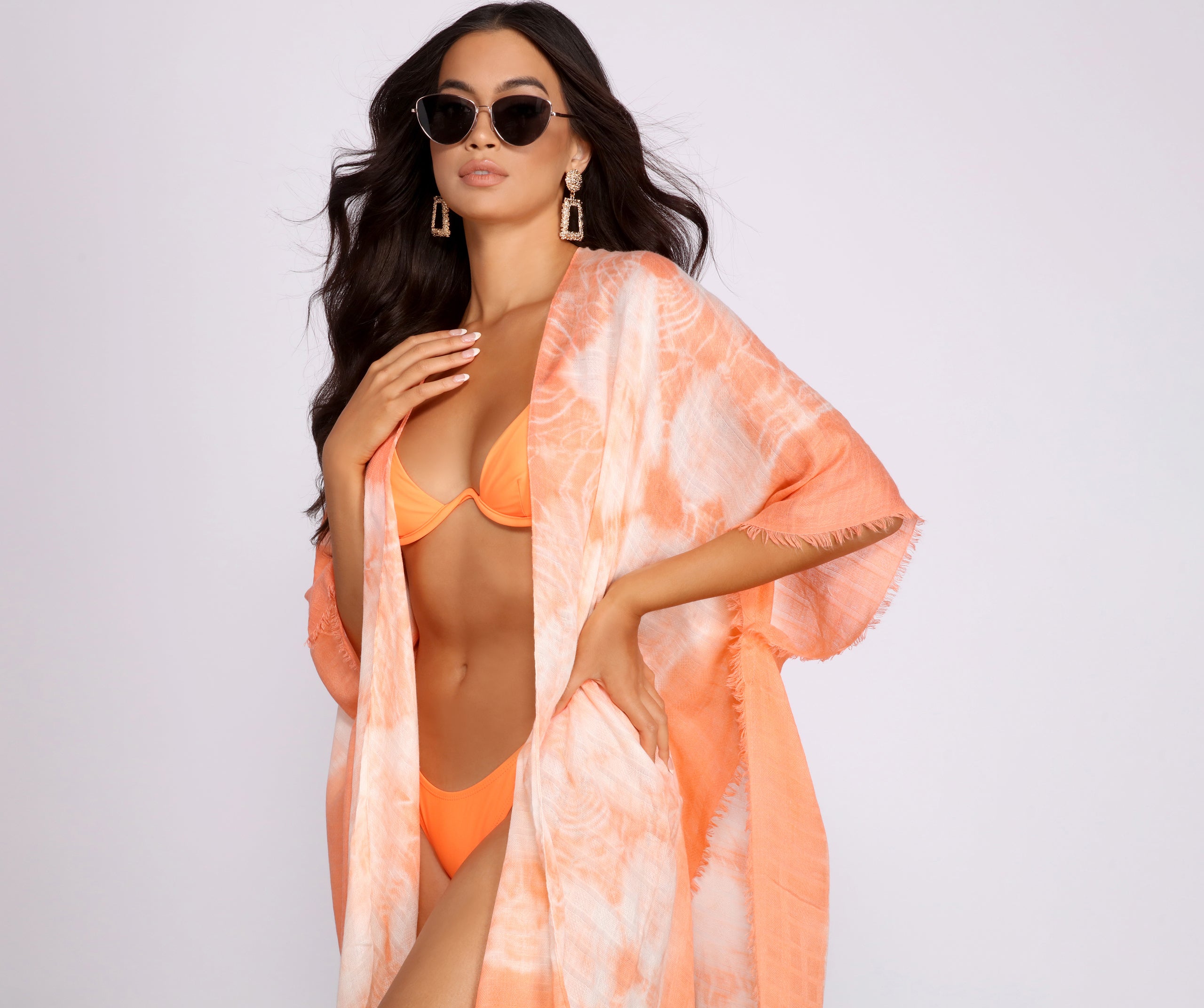 Color Splash Tie Dye Tie Front Kimono | Windsor