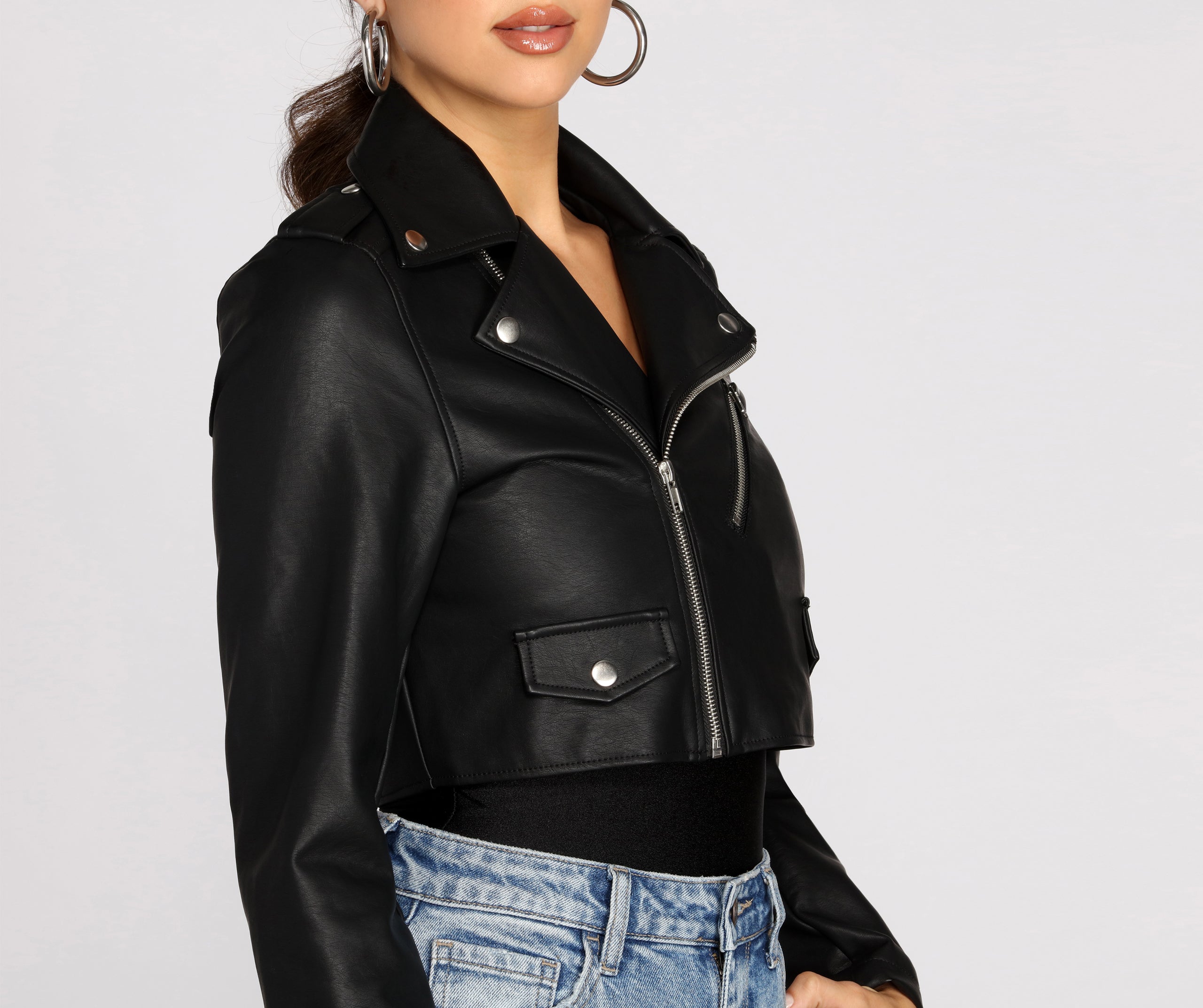 Chic And Cropped Faux Leather Jacket | Windsor