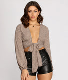 With fun and flirty details, Keep Up Woven Leopard Cropped Blouse shows off your unique style for a trendy outfit for the summer season!