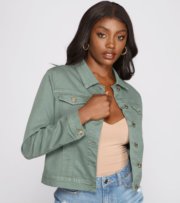 Ladies khaki denim online jacket