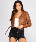 Belted Cropped Faux Leather Moto Jacket helps create the best summer outfit for a look that slays at any event or occasion!