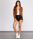 Belted Cropped Faux Leather Moto Jacket for 2023 festival outfits, festival dress, outfits for raves, concert outfits, and/or club outfits