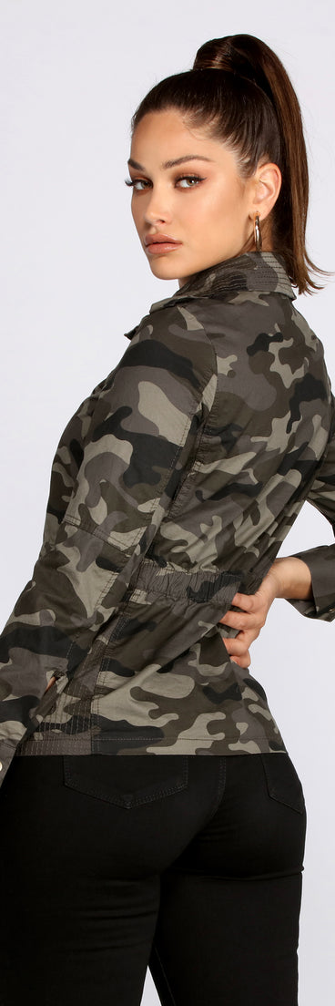 Makin' Time Lightweight Camo Jacket helps create the best summer outfit for a look that slays at any event or occasion!