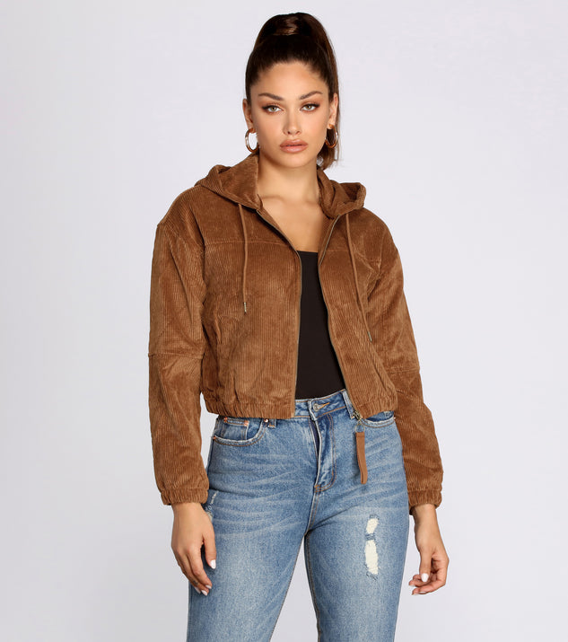 Downtown Doll Cropped Corduroy Bomber Jacket & Windsor
