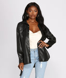 Tunnel Vision Faux Leather Button Up Jacket helps create the best summer outfit for a look that slays at any event or occasion!