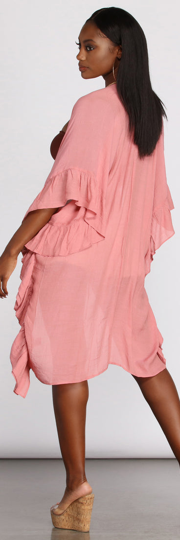 Just Relaxin' Ruffled Kimono for 2023 festival outfits, festival dress, outfits for raves, concert outfits, and/or club outfits