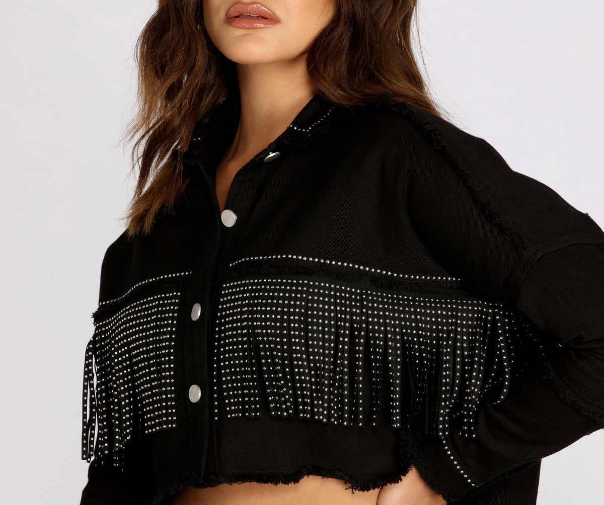 All About The Fringe Cropped Jacket