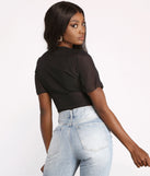 With fun and flirty details, Chiffon Cap Sleeve Tie Front Crop Top shows off your unique style for a trendy outfit for the summer season!