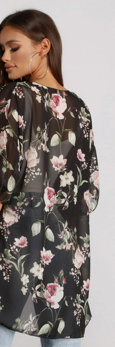 Floral Moment Chiffon Kimono helps create the best summer outfit for a look that slays at any event or occasion!