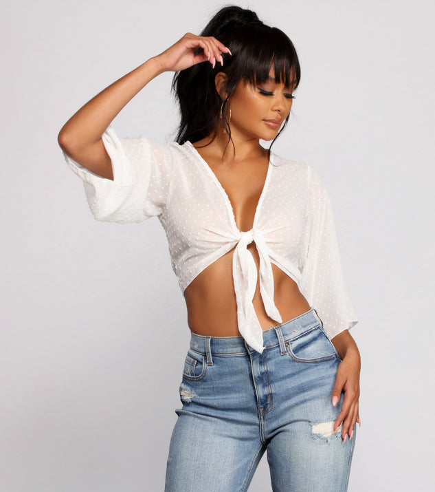 With fun and flirty details, Such A Dream Tie Front Crop Top shows off your unique style for a trendy outfit for the summer season!
