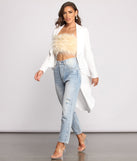 First In Class Peplum High Low Jacket helps create the best summer outfit for a look that slays at any event or occasion!