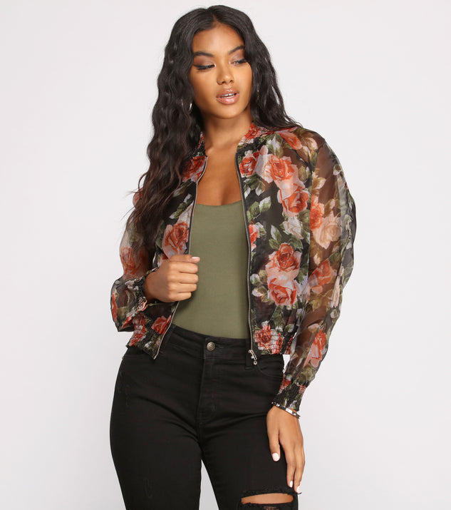 Falling For Florals Organza Bomber helps create the best summer outfit for a look that slays at any event or occasion!