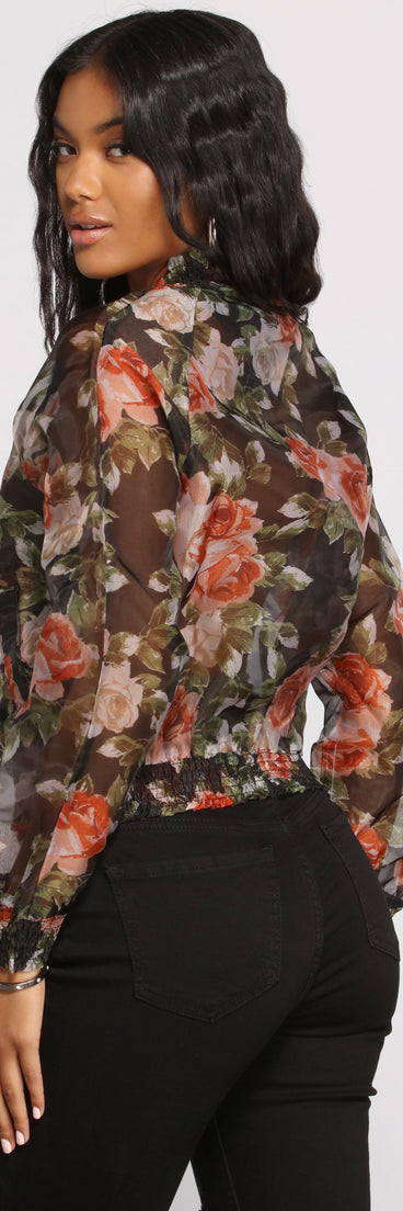 Falling For Florals Organza Bomber helps create the best summer outfit for a look that slays at any event or occasion!