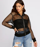 Hot Catch Mesh Bomber Jacket helps create the best summer outfit for a look that slays at any event or occasion!