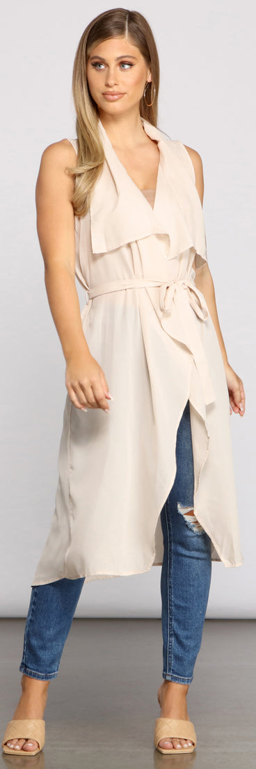 Go With The Flow Drape-Front Vest helps create the best summer outfit for a look that slays at any event or occasion!